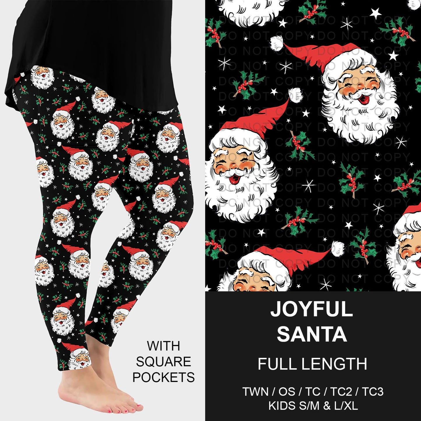B253 - Preorder Joyful Santa Leggings w/ Pockets (Closes 9/28. ETA late Nov.)