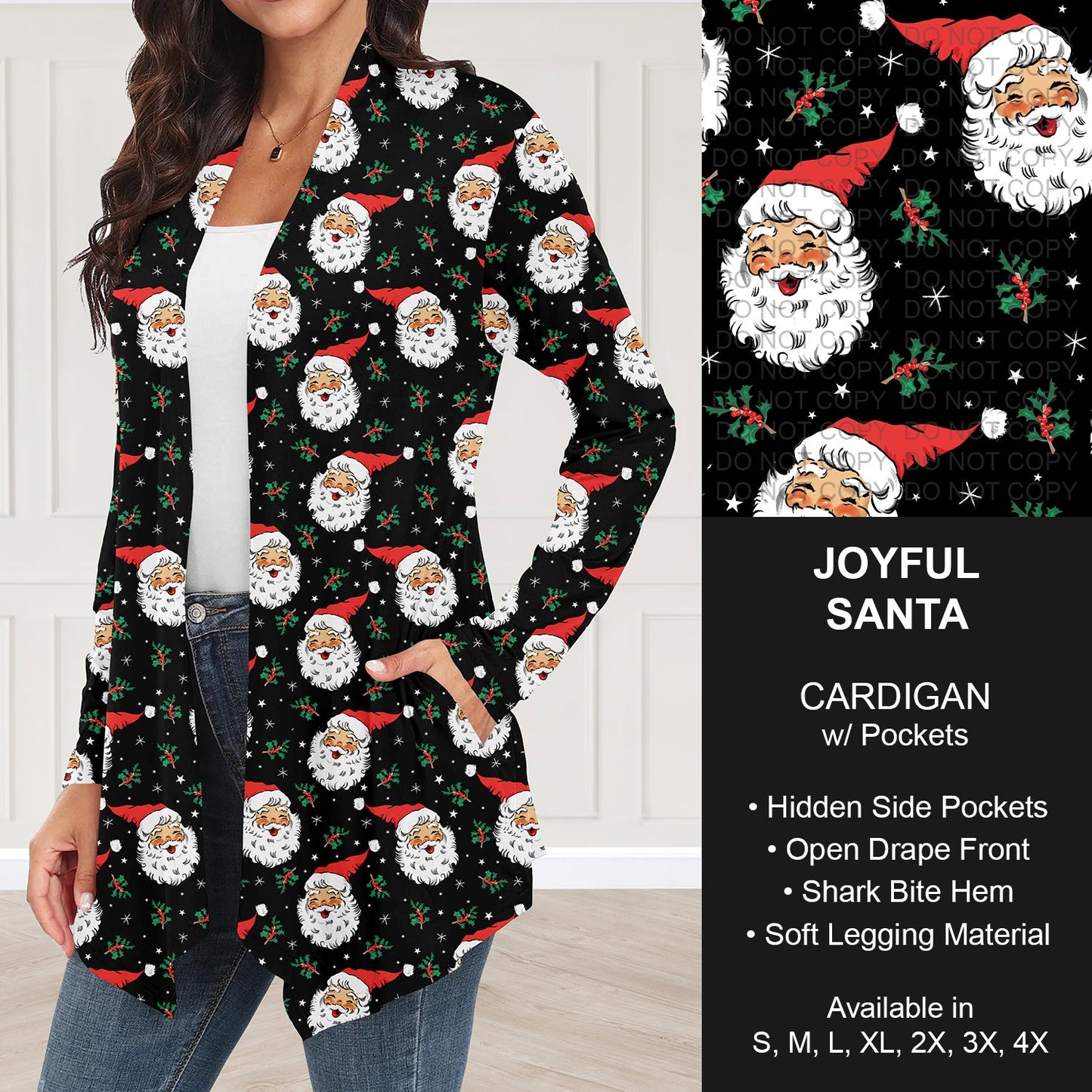 B253 - Preorder Joyful Santa Cardigan w/ Pockets (Closes 9/28. ETA: late Nov.)