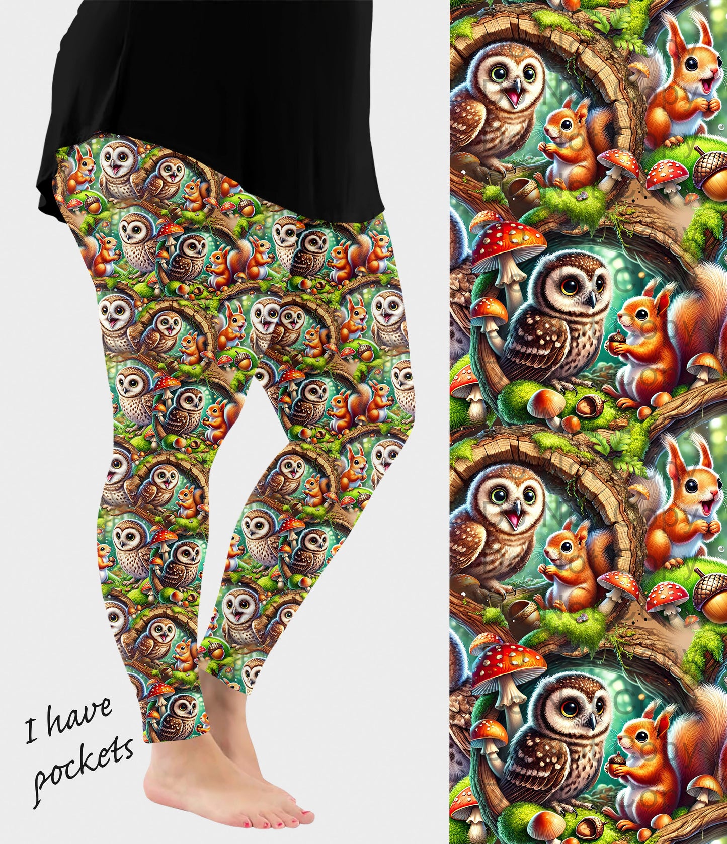 RTS - Joyous Forest Critters Leggings w/ Pockets
