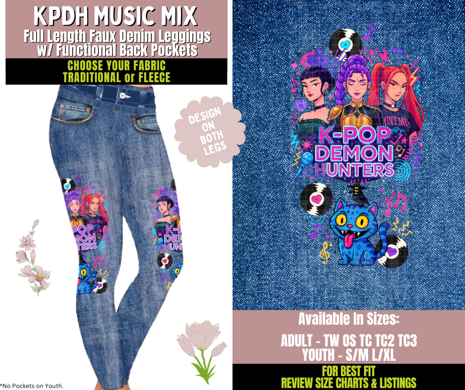 Preorder! Closes 10/8. ETA Dec. KPDH Music Mix Leggings w/ Side Leg Designs Choose Fleece or Traditional