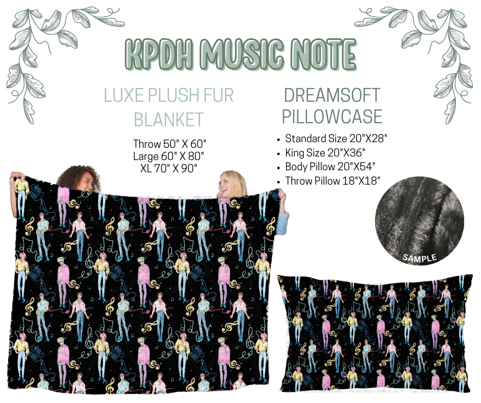 Preorder! Closes 10/9. ETA Dec. KPDH Music Luxe Plush Fur Blanket and/or DreamSoft Pillowcase