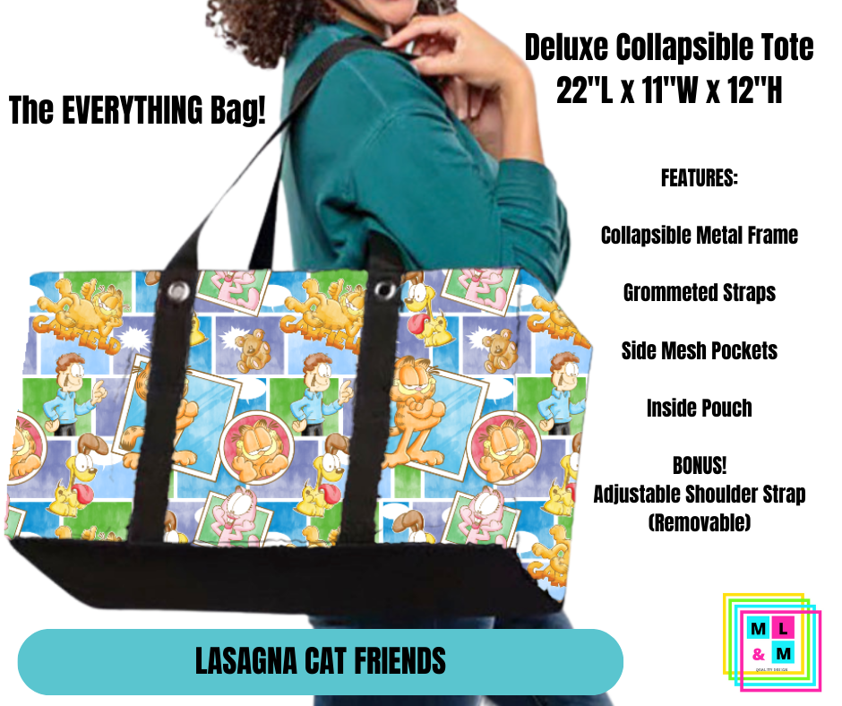 Lasagna Cat Friends Collapsible Tote - Alonna's Legging Land