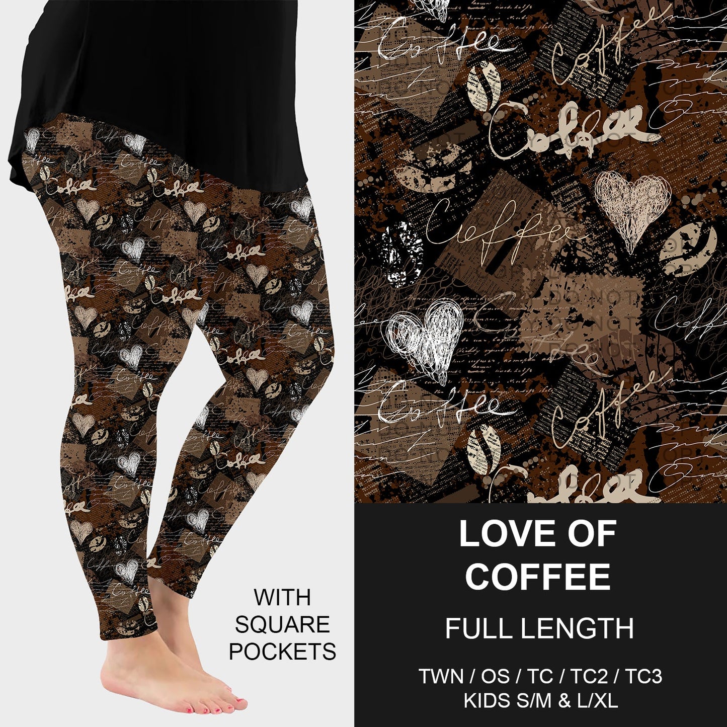 B248 - Preorder Love of Coffee Leggings w/ Pockets (Closes 8/24. ETA late Oct.)