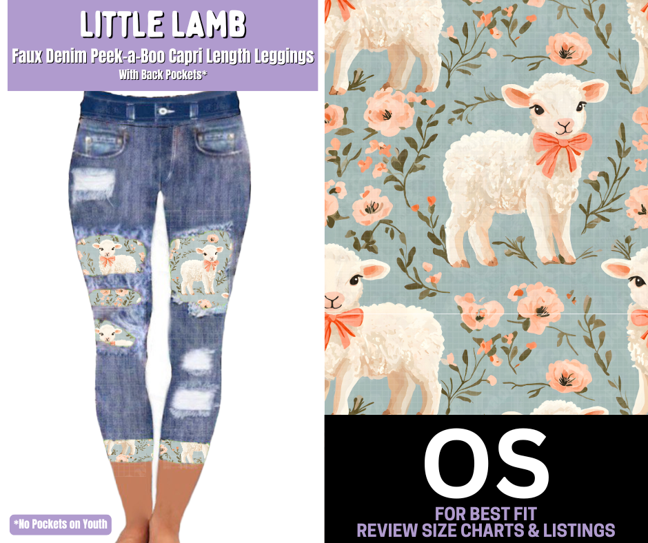 Little Lamb Capri Faux Denim Peekaboo