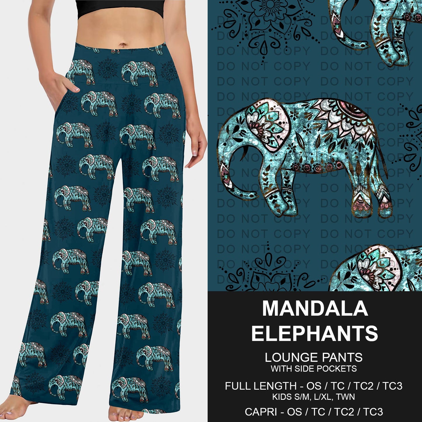 B227 - Preorder Mandala Elephant Lounge Pants (Closes 5/04. ETA: mid July)
