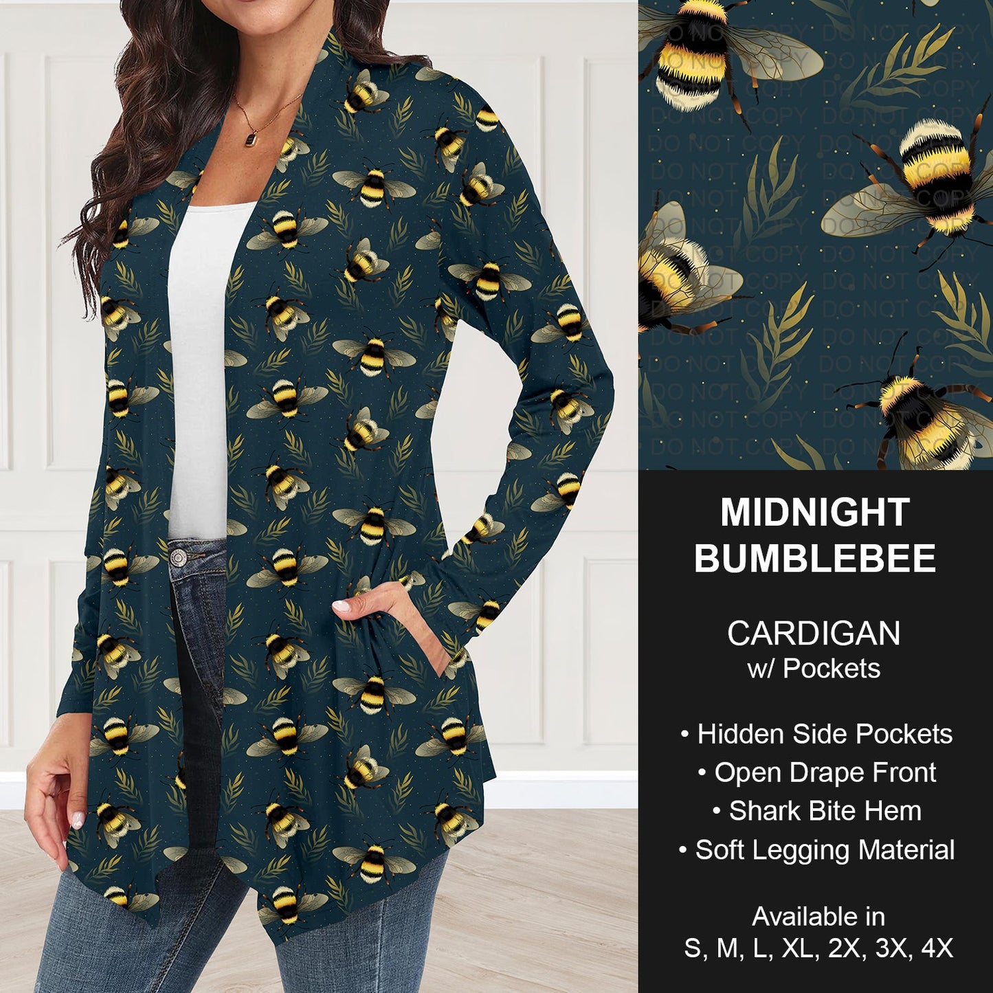 B252 - Preorder Midnight Bumblebee Cardigan w/ Pockets (Closes 9/21. ETA: mid Nov.)
