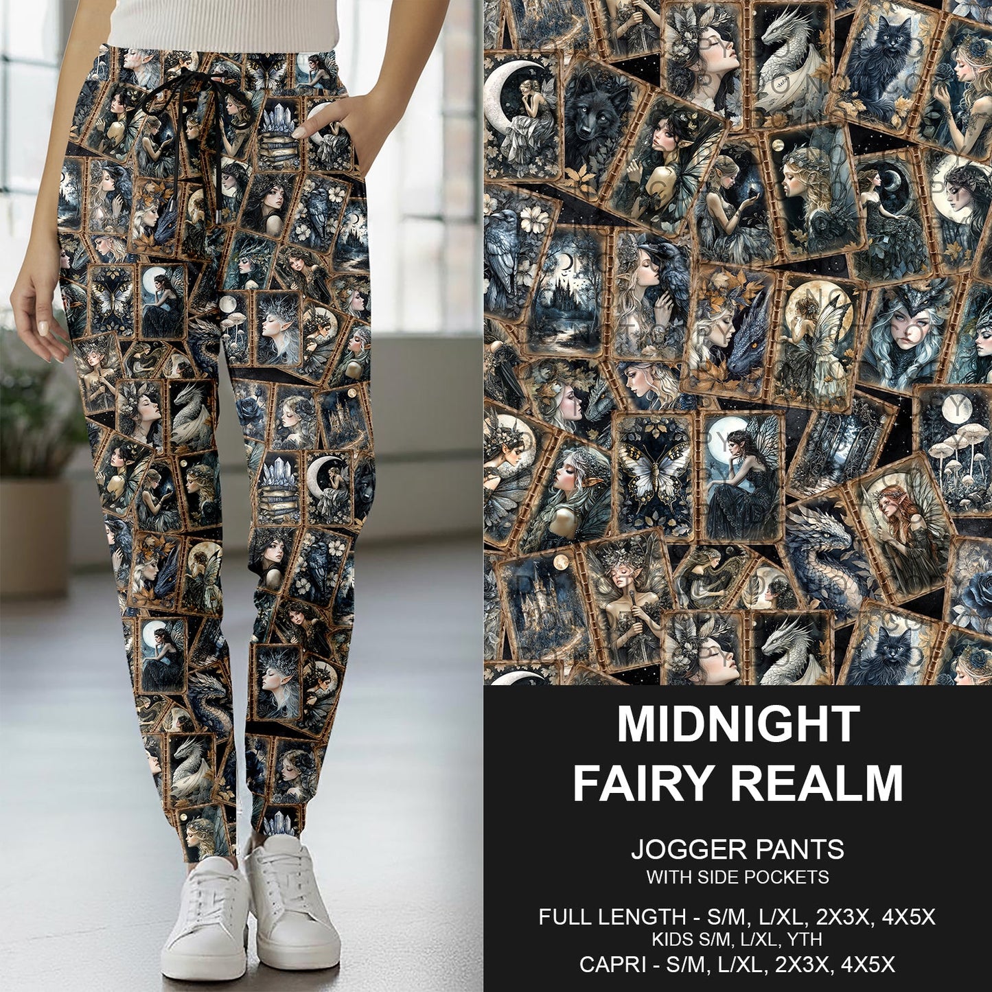 B276 - Preorder Midnight Fairy Realm Joggers (Closes 3/01. ETA: early May) - Alonna's Legging Land