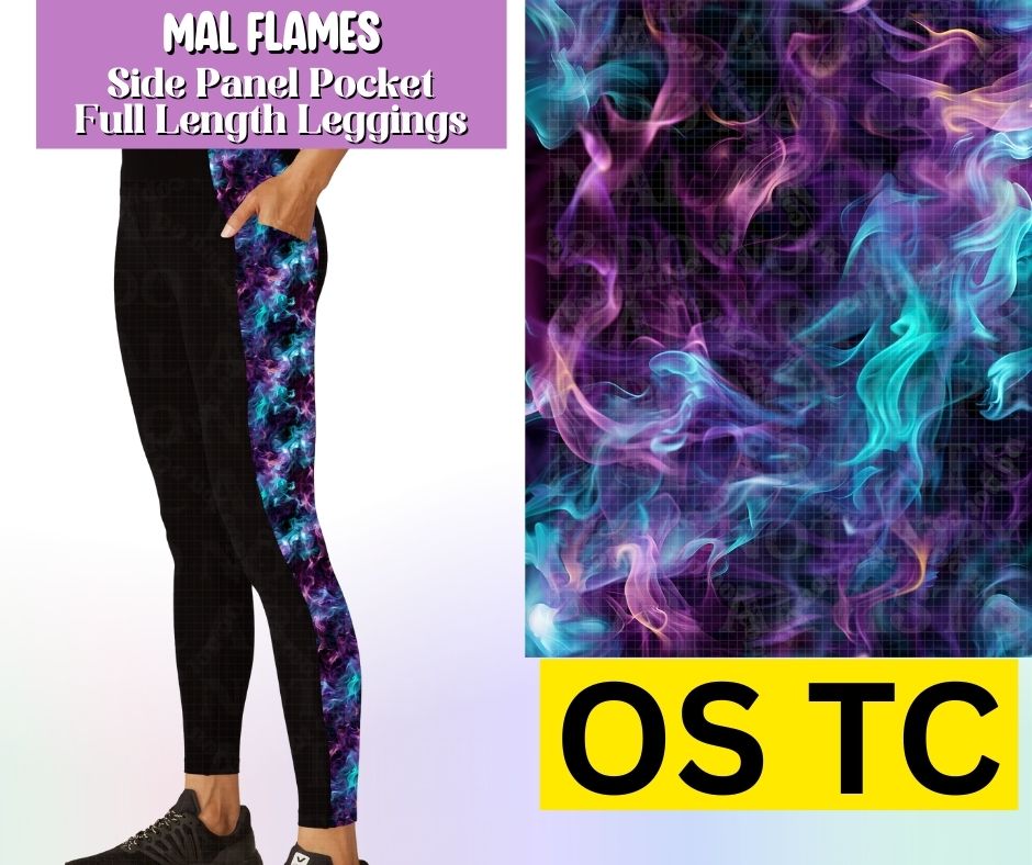 Mal Flames Side Panel Pocket Full Length Leggings