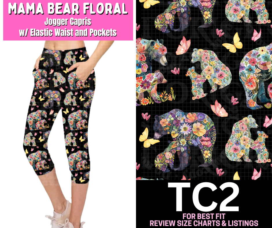 Mama Bear Floral Jogger Capri