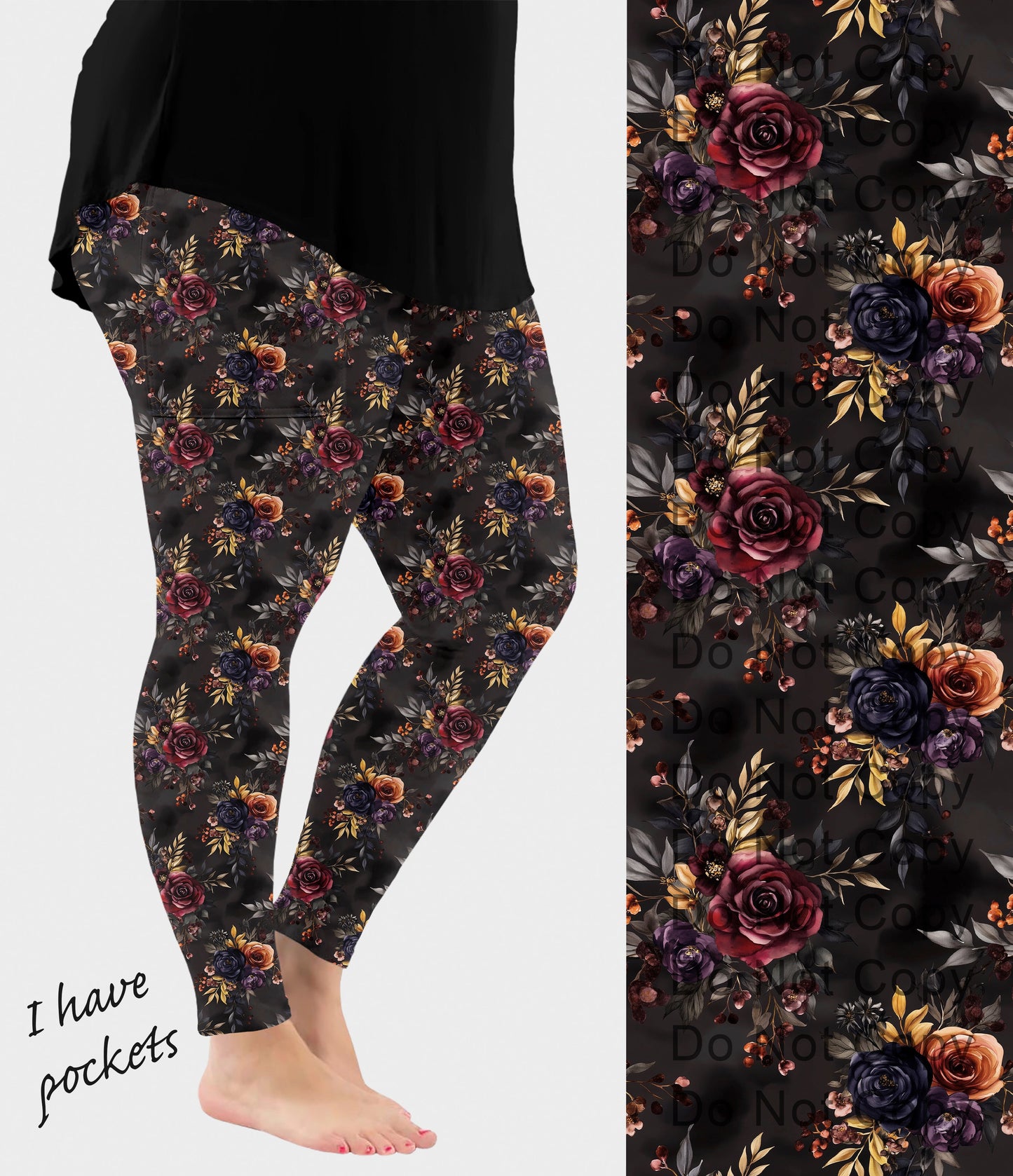 RTS - Moody Floral Leggings w/ Pockets - Alonna's Legging Land