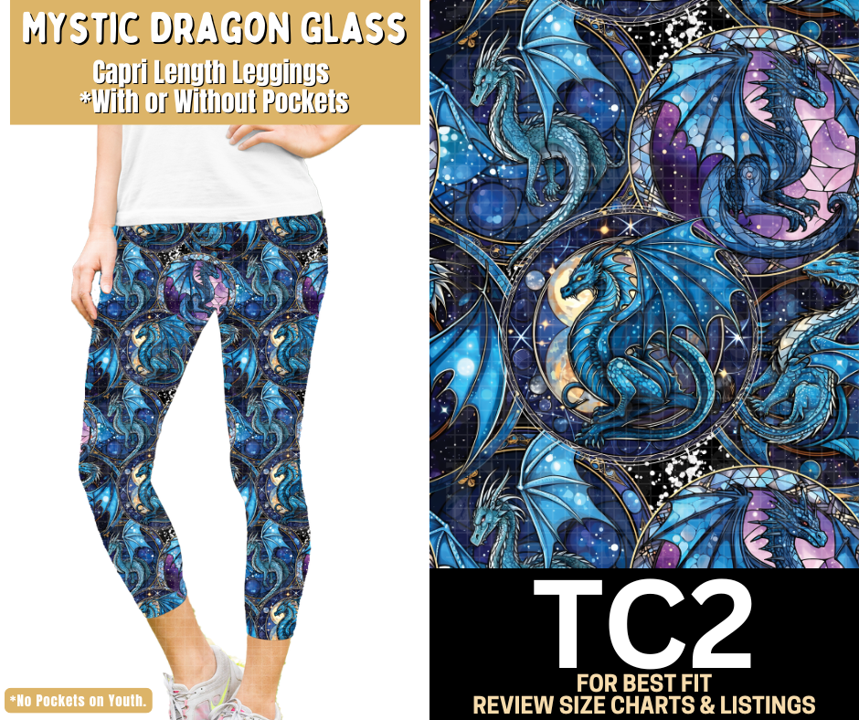 Mystic Dragon Glass Capri Length Leggings w/ Pockets