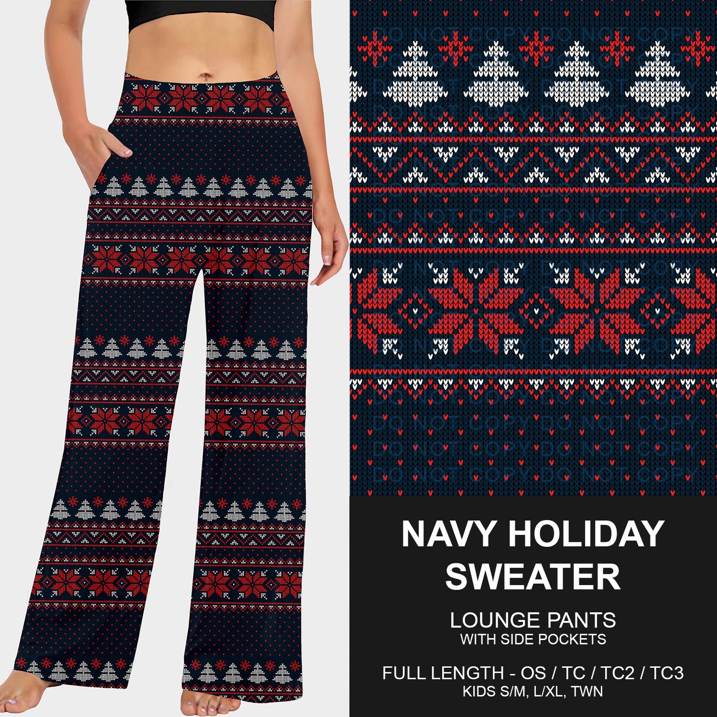 B253 - Preorder Navy Holiday Sweater Lounge Pants (Closes 9/28. ETA late Nov.)