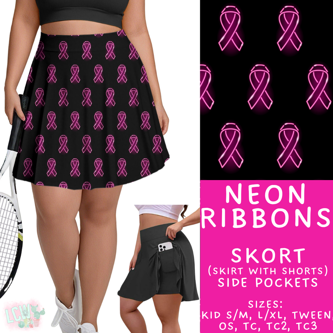 Batch #400 - Think Pink Apparel - Closes 8/22 - ETA early/mid Oct - Neon Ribbons Skort