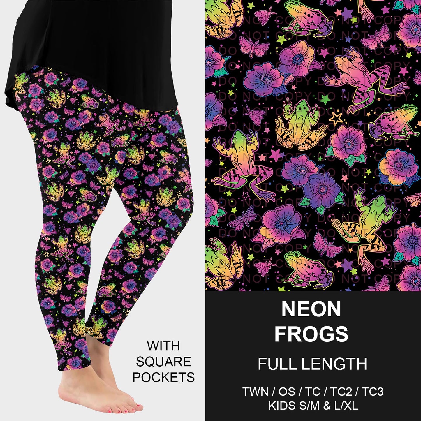 B248 - Preorder Neon Frogs Leggings w/ Pockets (Closes 8/24. ETA late Oct.)