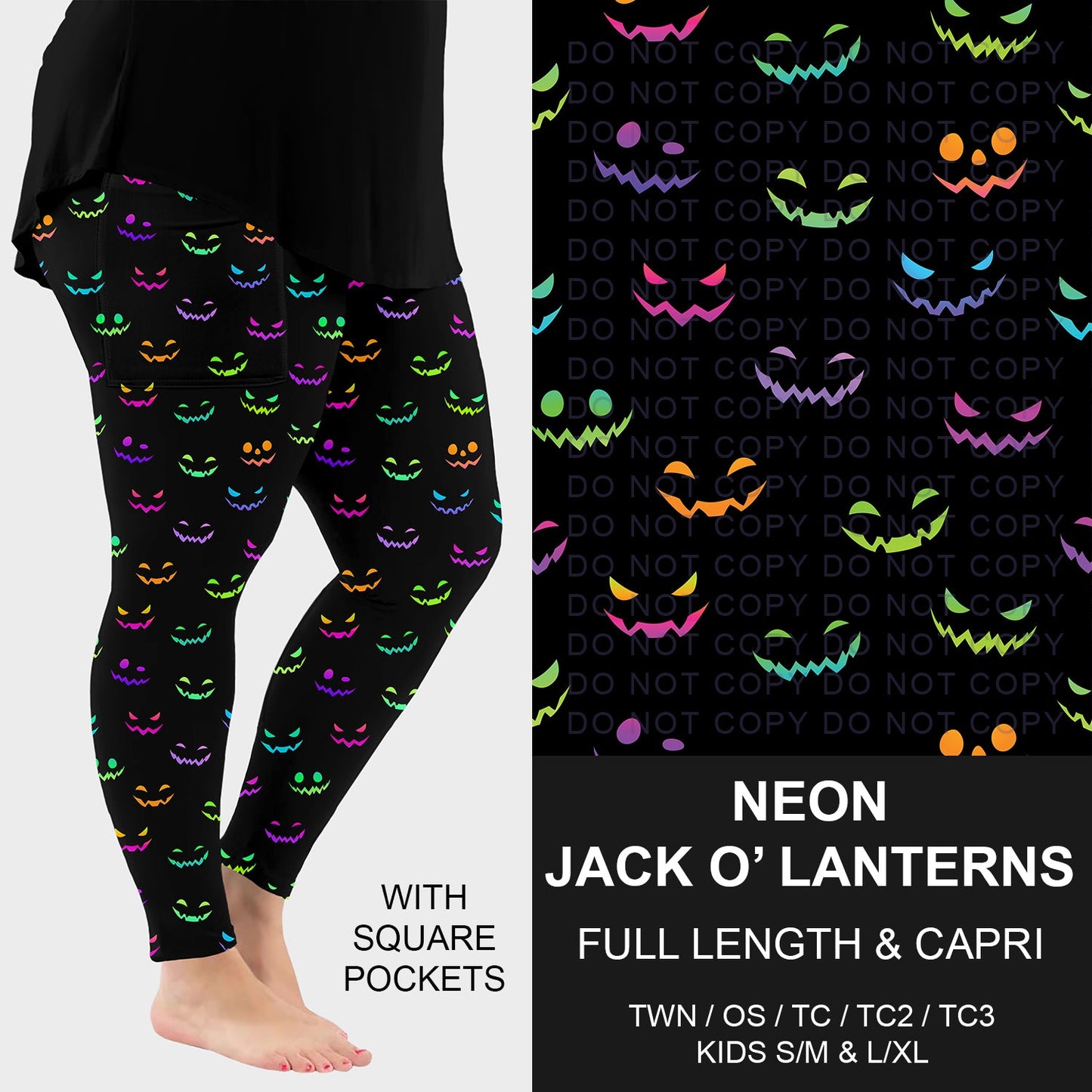 B297 - Preorder Neon Jack-O'-Lanterns Leggings w/ Pockets (Closes 6/28. ETA: early Sept.)