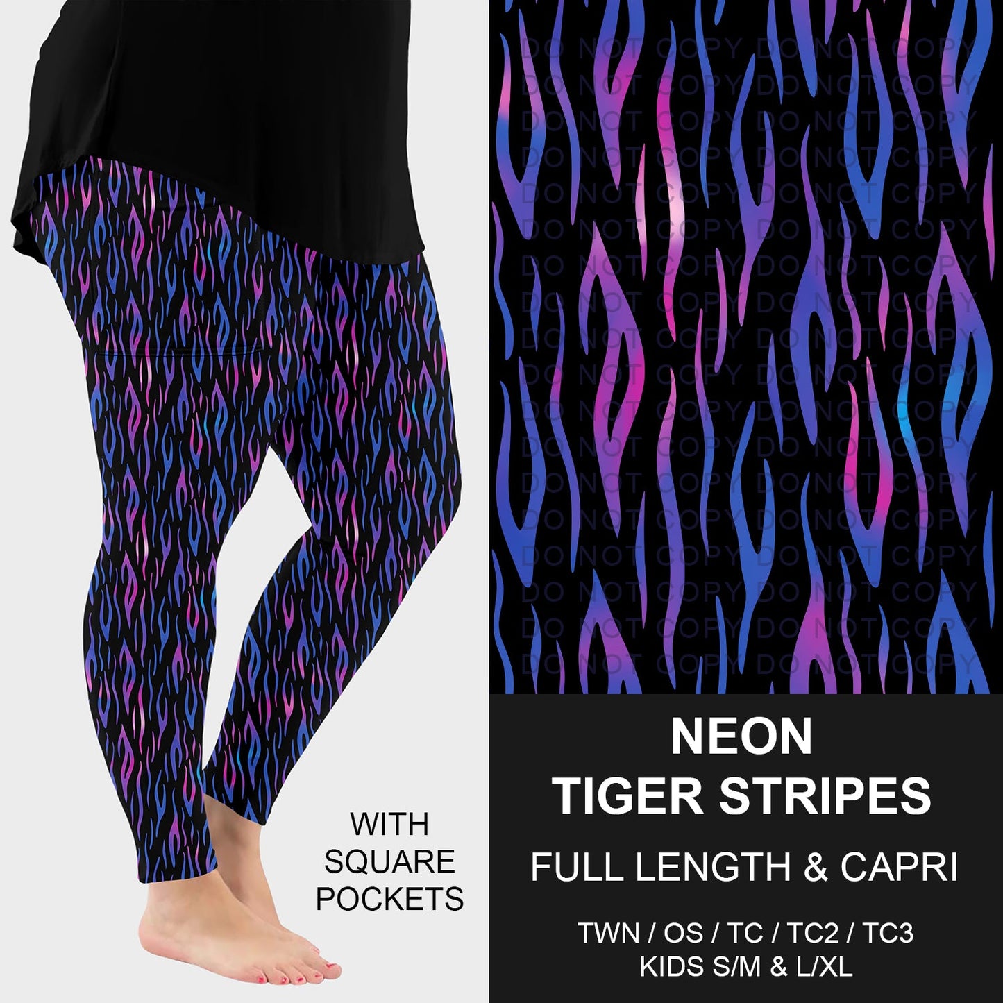 B258 - Preorder Neon Tiger Stripes Leggings w/ Pockets (Closes 11/02. ETA: mid Jan.)