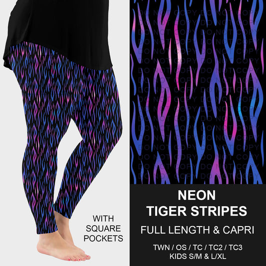 B258 - Preorder Neon Tiger Stripes Leggings w/ Pockets (Closes 11/02. ETA: mid Jan.)