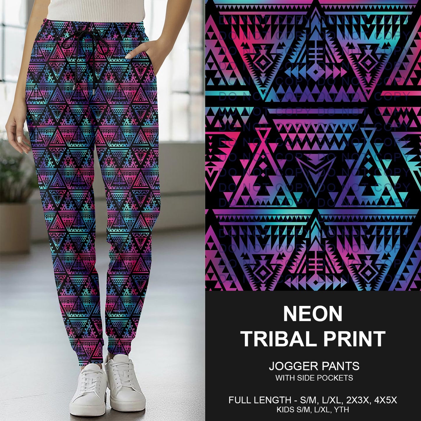 B269 - Preorder Neon Tribal Print Joggers (Closes 12/28. ETA early March)
