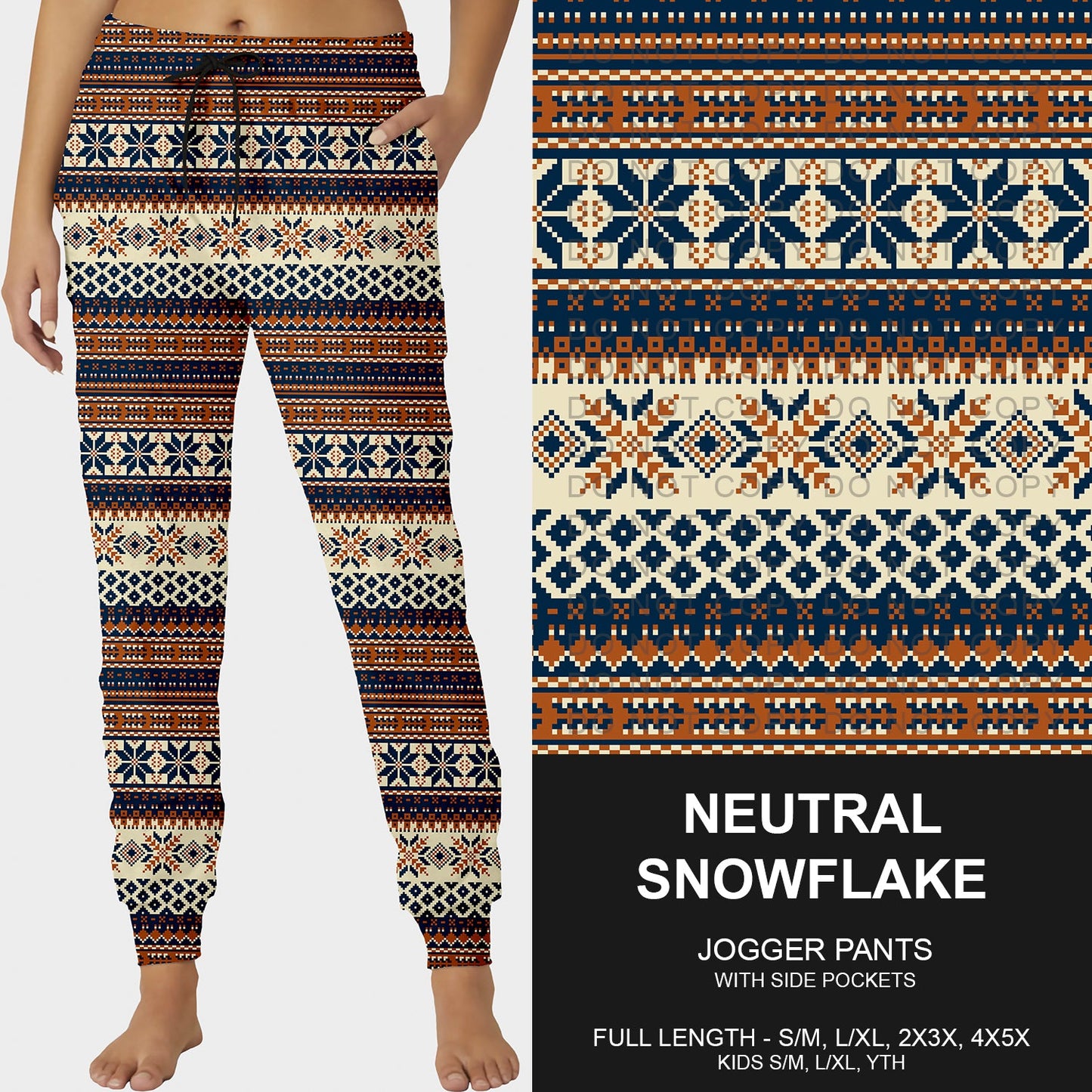 B255 - Preorder Neutral Snowflake Joggers (Closes 10/12. ETA early Dec.)