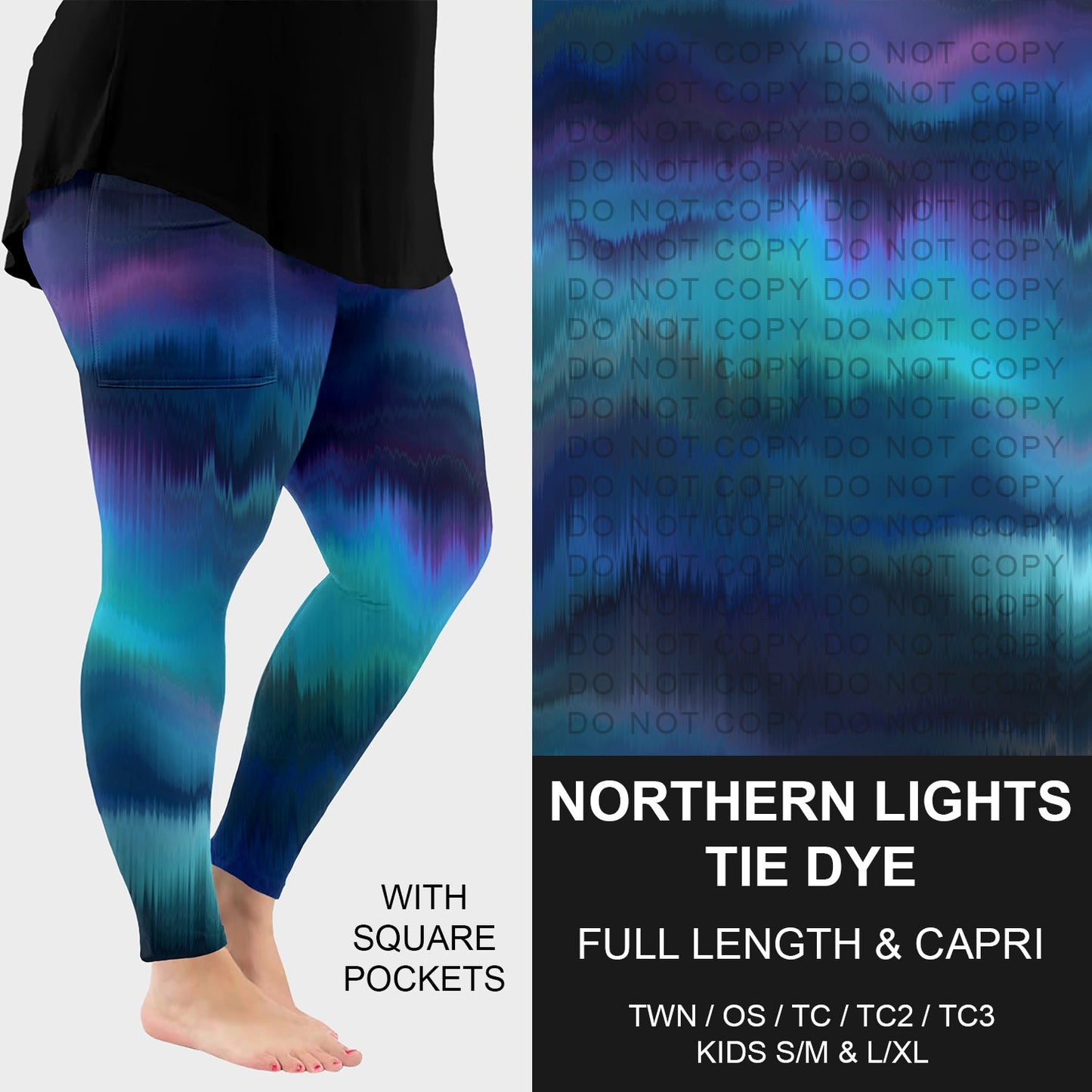 B270 - Preorder Northern Lights Tie Dye Leggings w/ Pockets (Closes 1/18. ETA: early April)