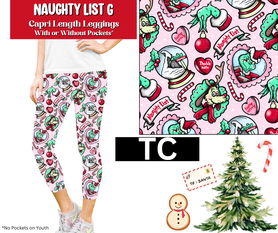 Naughty List G Capri Length Leggings w/ Pockets