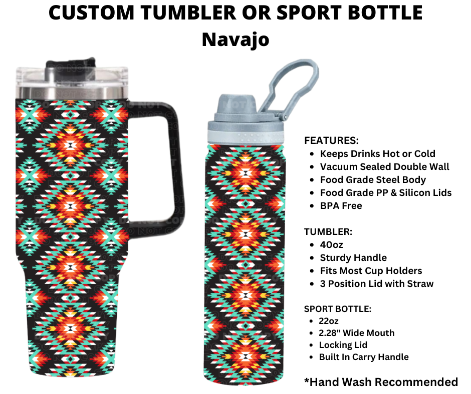 Navajo Custom Tumbler or Sport Bottle - Alonna's Legging Land