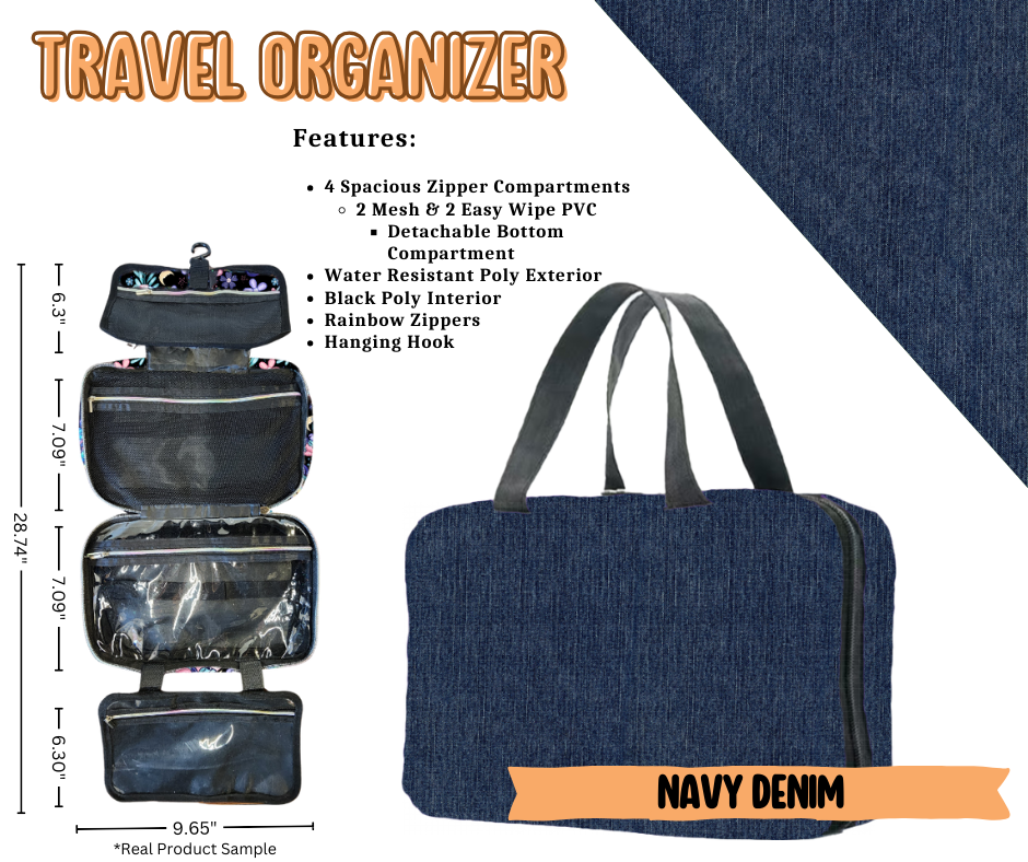 Navy Denim Travel Organizer