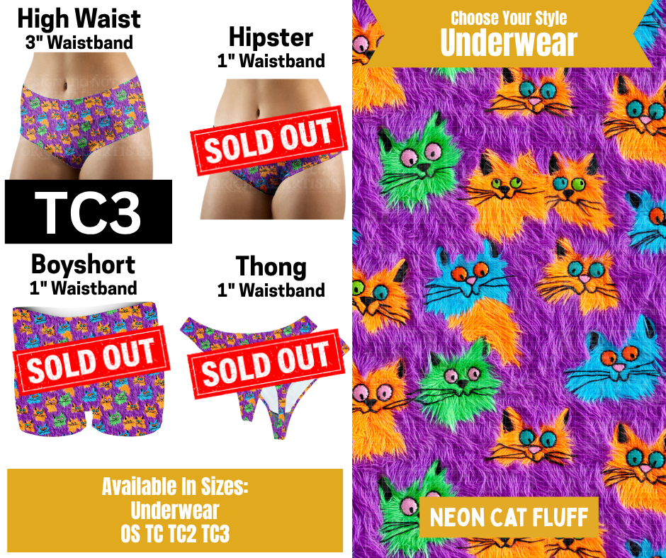 Neon Cat Fluff High Waist Underwear