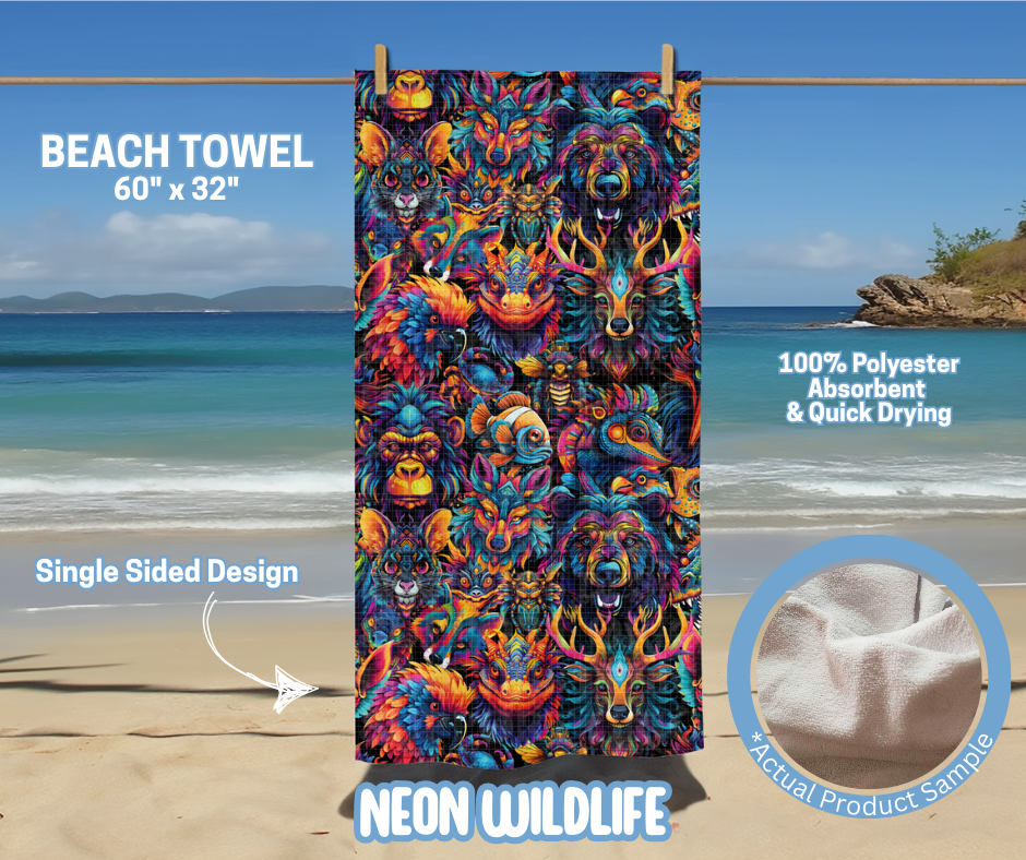 Preorder! Closes 5/15. ETA August. Neon Wildlife Towel