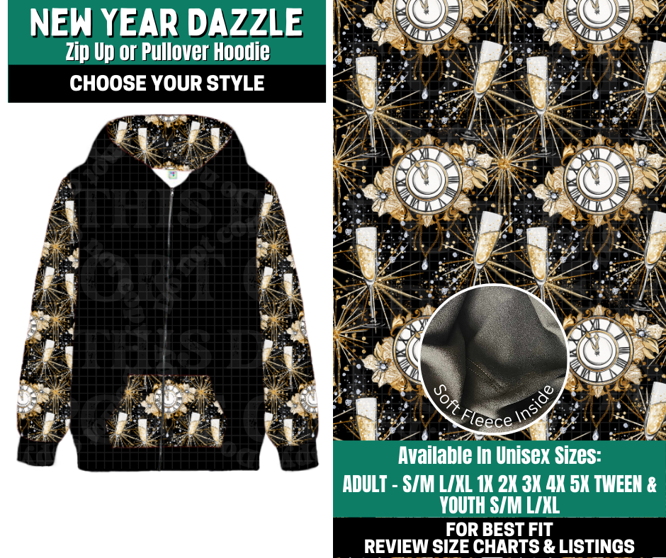 Preorder! Closes 10/27. ETA Jan. New Year Dazzle Zip-Up or Pullover Hoodie