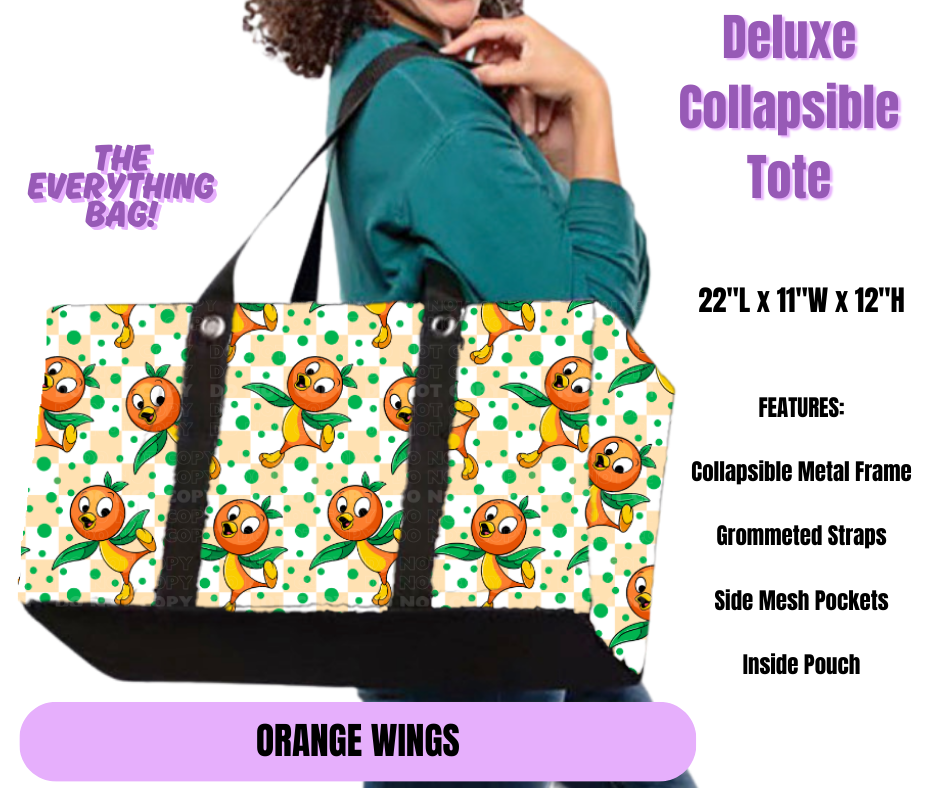 Preorder! Closes 5/19. ETA August. Orange Wings Collapsible Tote