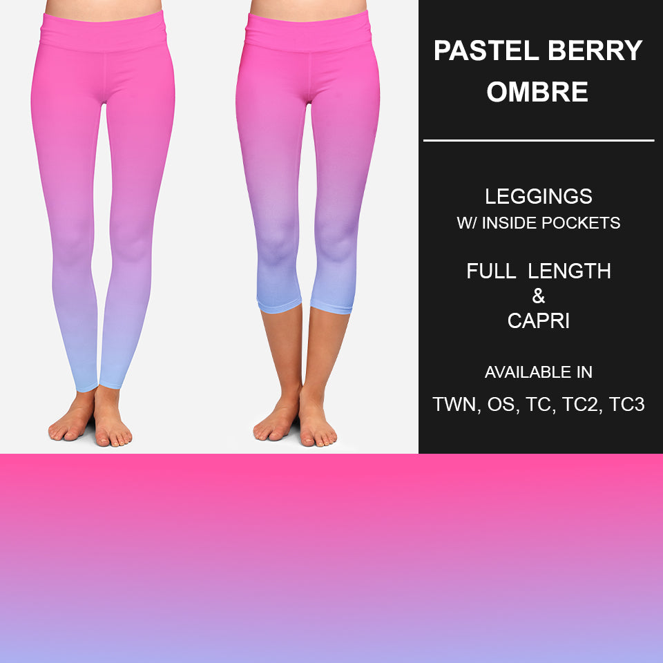 RTS - Pastel Berry Ombre Leggings w/ Pockets - Alonna's Legging Land