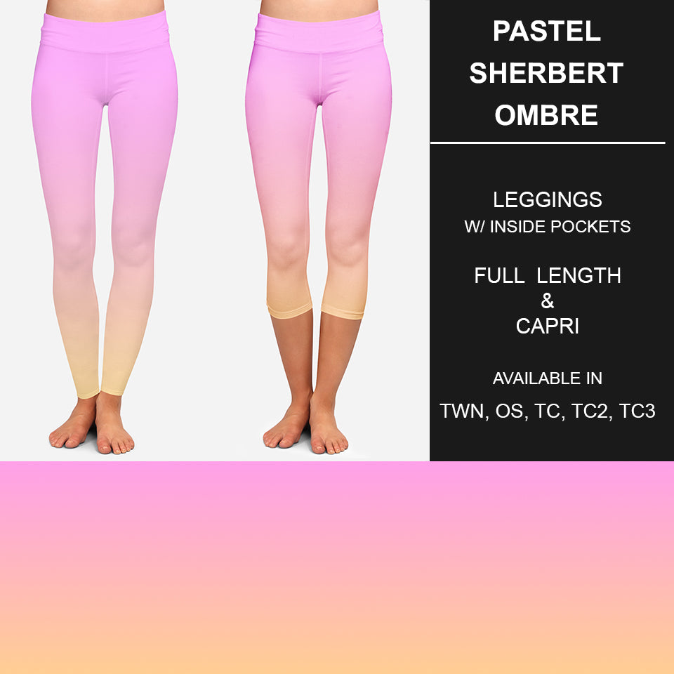 RTS - Pastel Sherbert Ombre Leggings w/ Pockets - Alonna's Legging Land