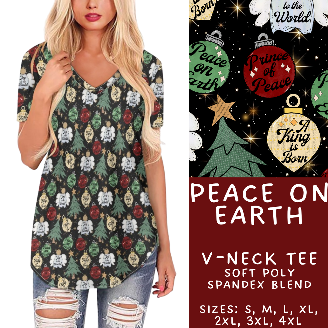 Batch #428 - Christmas Spirit - Closes 10/10 - ETA late Nov - Peace on Earth V-Neck Tee