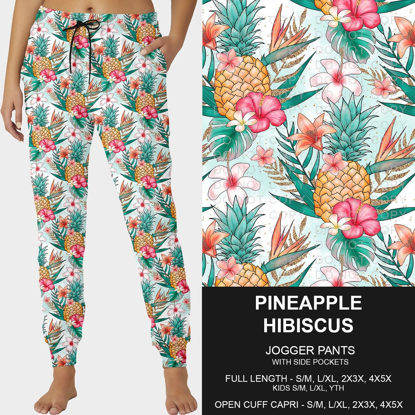 B228- Preorder Pineapple Hibiscus Joggers (Closes 5/11. ETA: late July)