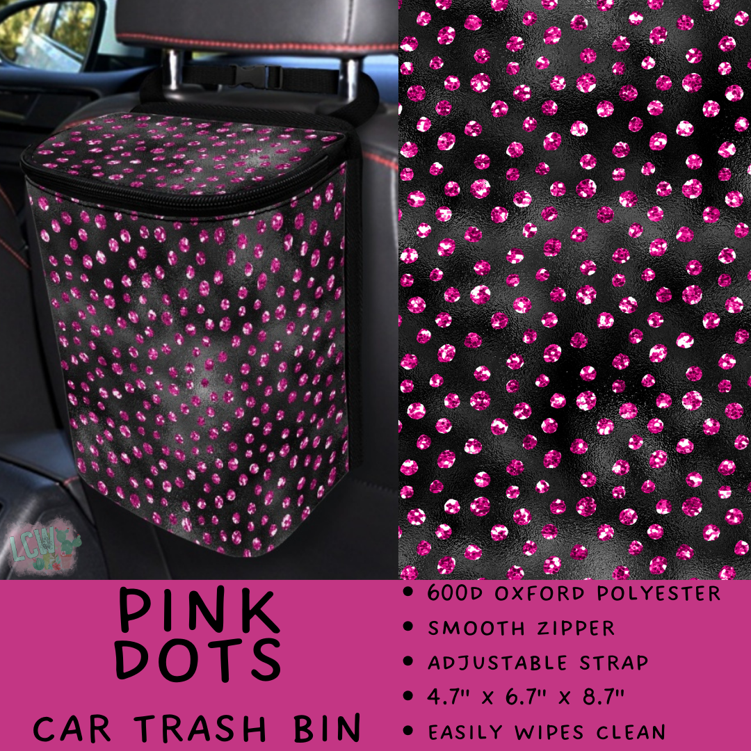 Batch #423 - Car Accessories - Closes 10/2 - ETA mid/late Nov - Pink Dots Car Trash Bin