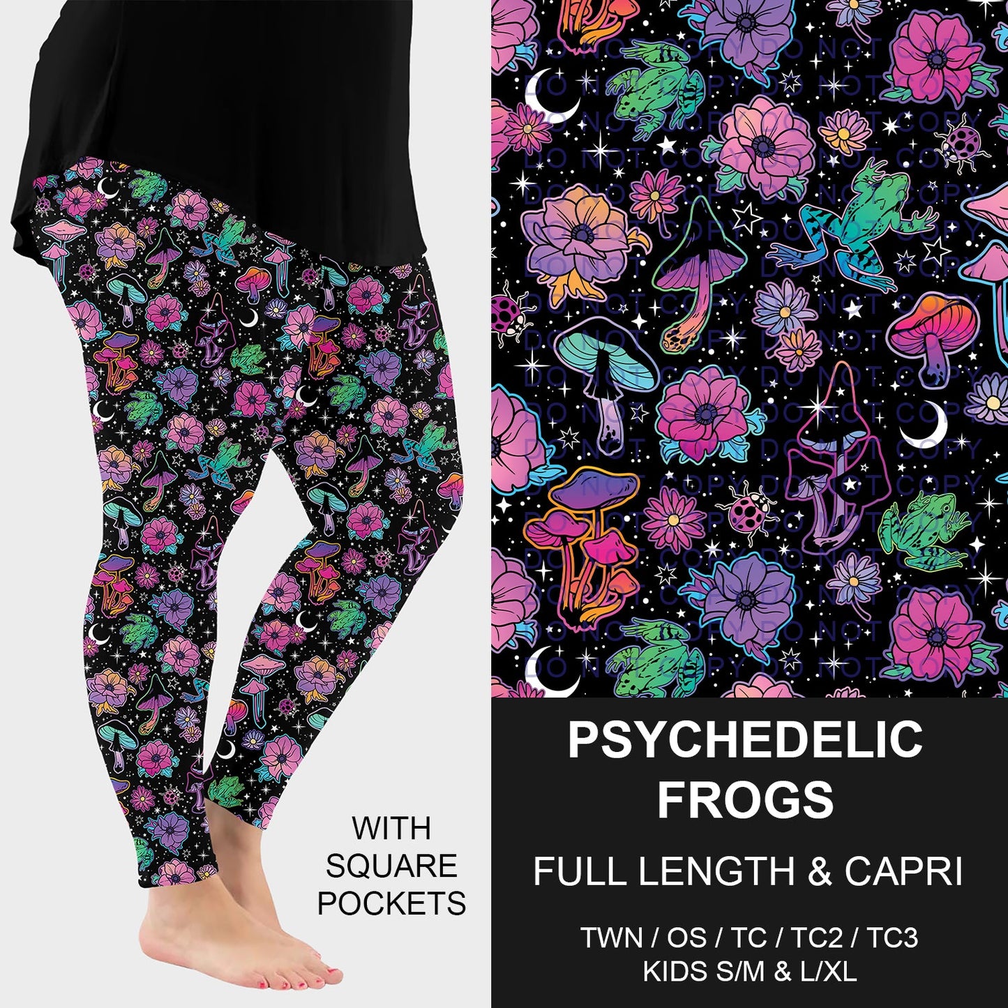 B252 - Preorder Psychedelic Frogs Leggings w/ Pockets (Closes 9/21. ETA: mid Nov.)