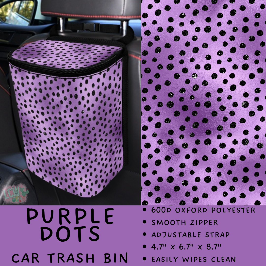 Batch #423 - Car Accessories - Closes 10/2 - ETA mid/late Nov - Purple Dots Car Trash Bin