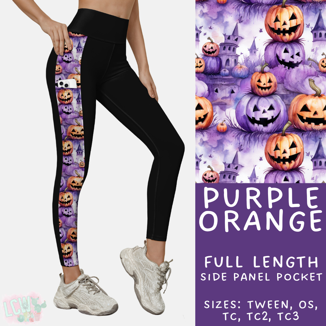 Ready to Ship - Purple Orange Side Panel Pocket Leggings - TC