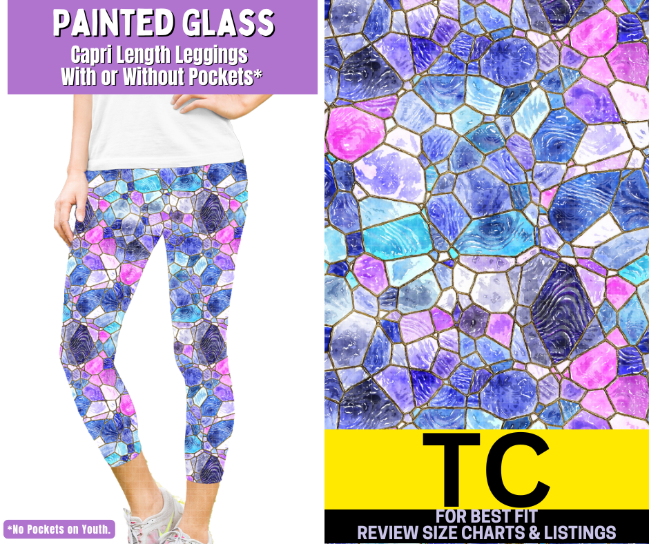 Painted Glass Capri Length Leggings w/ Pockets