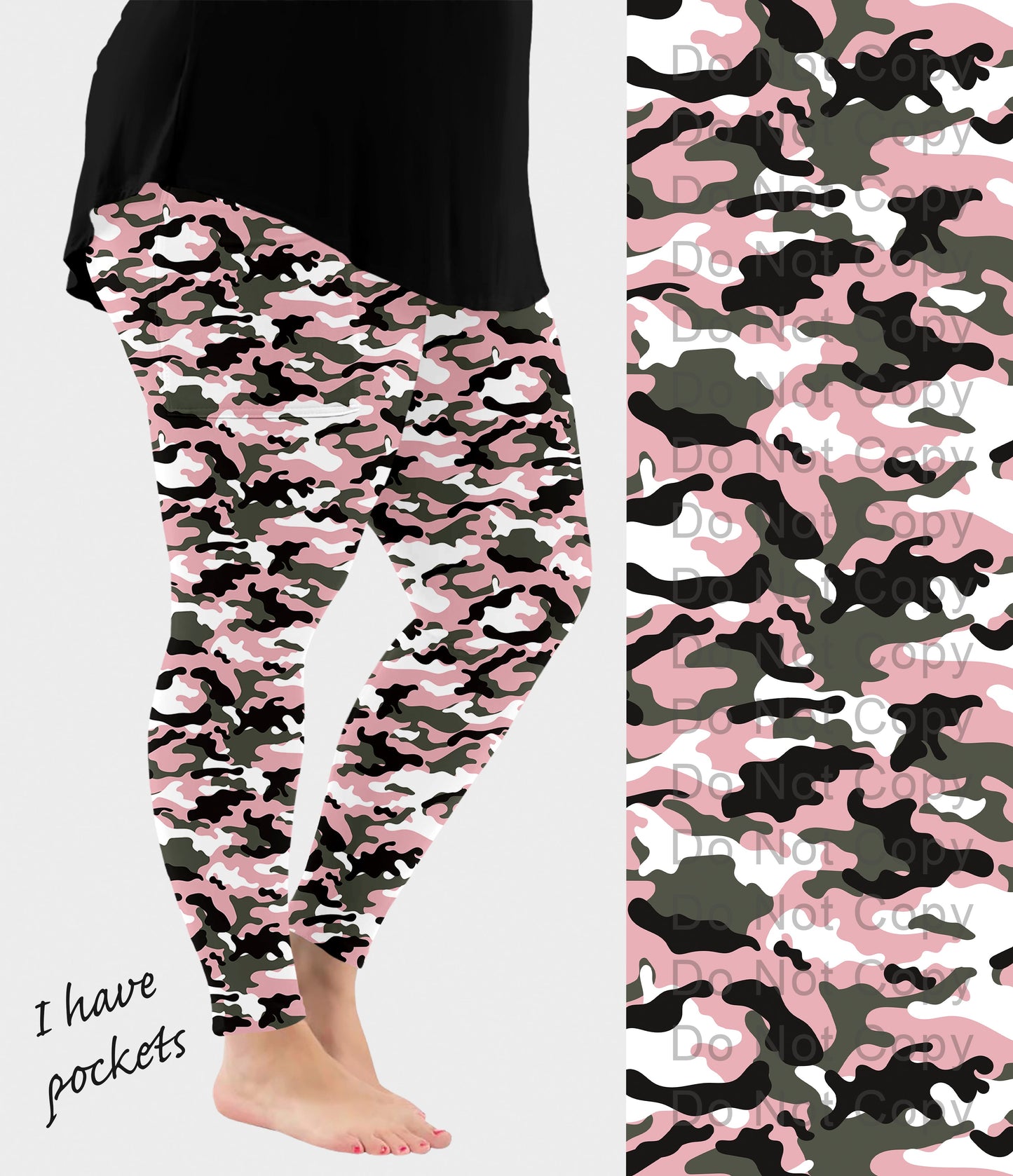 RTS - Pink Camo Leggings w/ Pockets