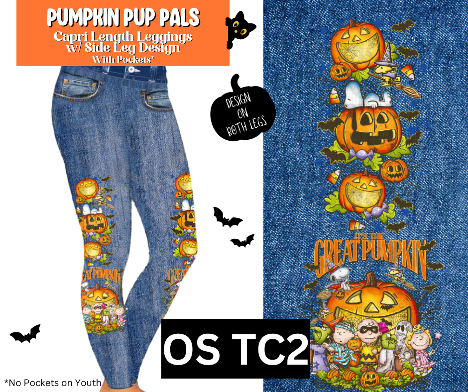 Pumpkin Pup Pals Full Length Faux Denim w/ Side Leg Designs