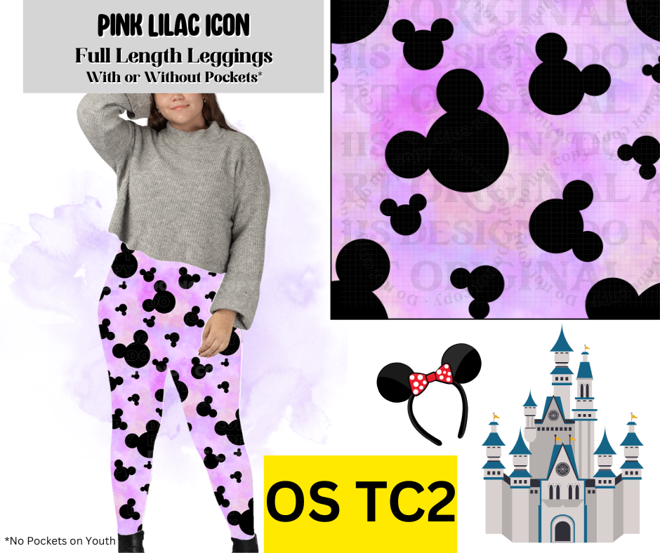 Pink Lilac Icon Full Length Leggings w/ Pockets