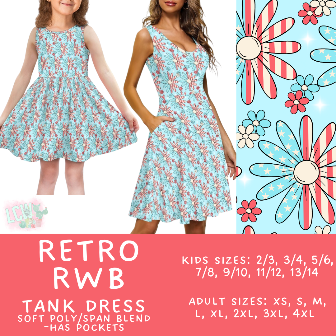 Batch #335 - RWB Tank Dresses - Closes 5/8 - ETA mid June - Retro RWB Women's & Girl's Tank Dress