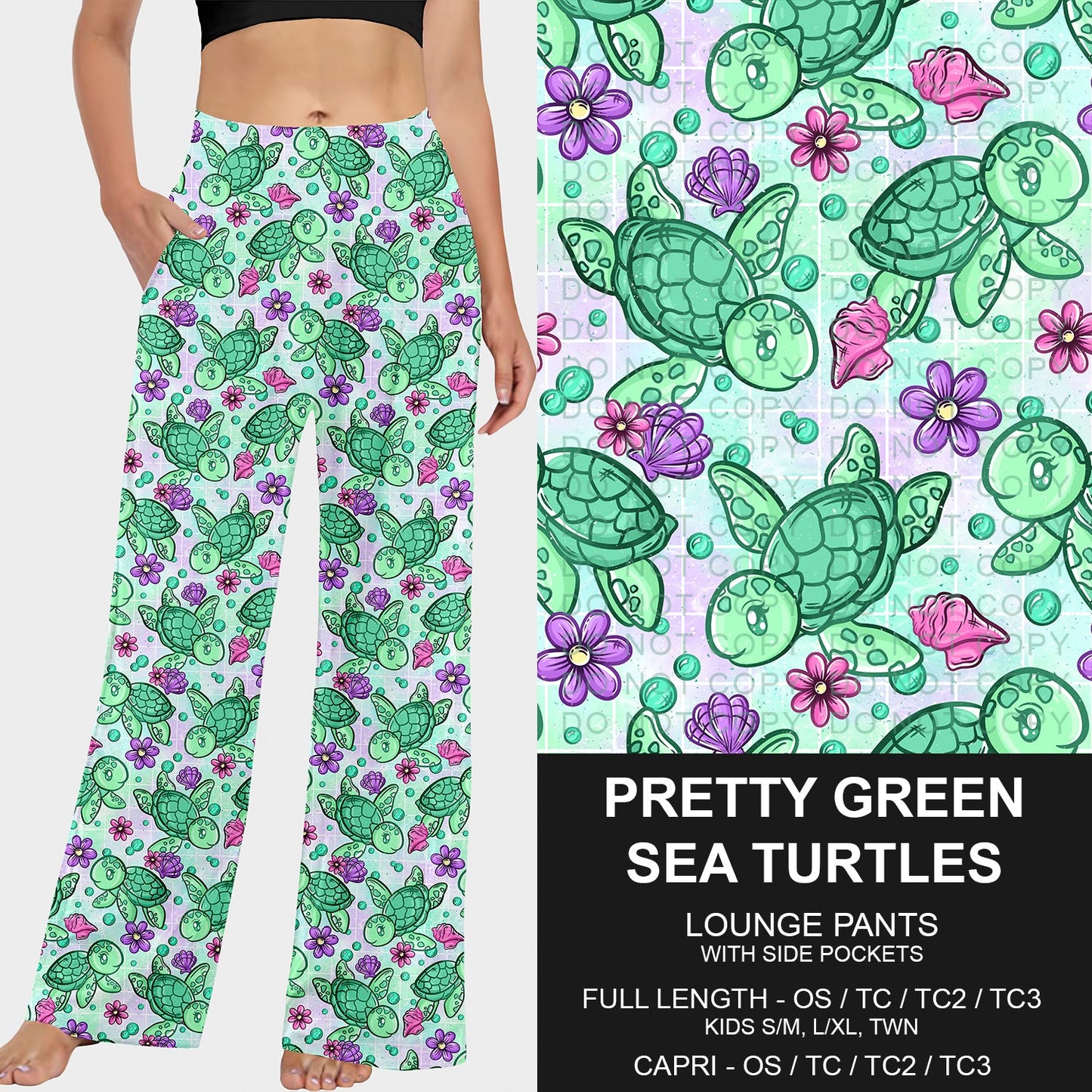B228 - Preorder Pretty Green Sea Turtles Lounge Pants (Closes 5/11. ETA: late July)