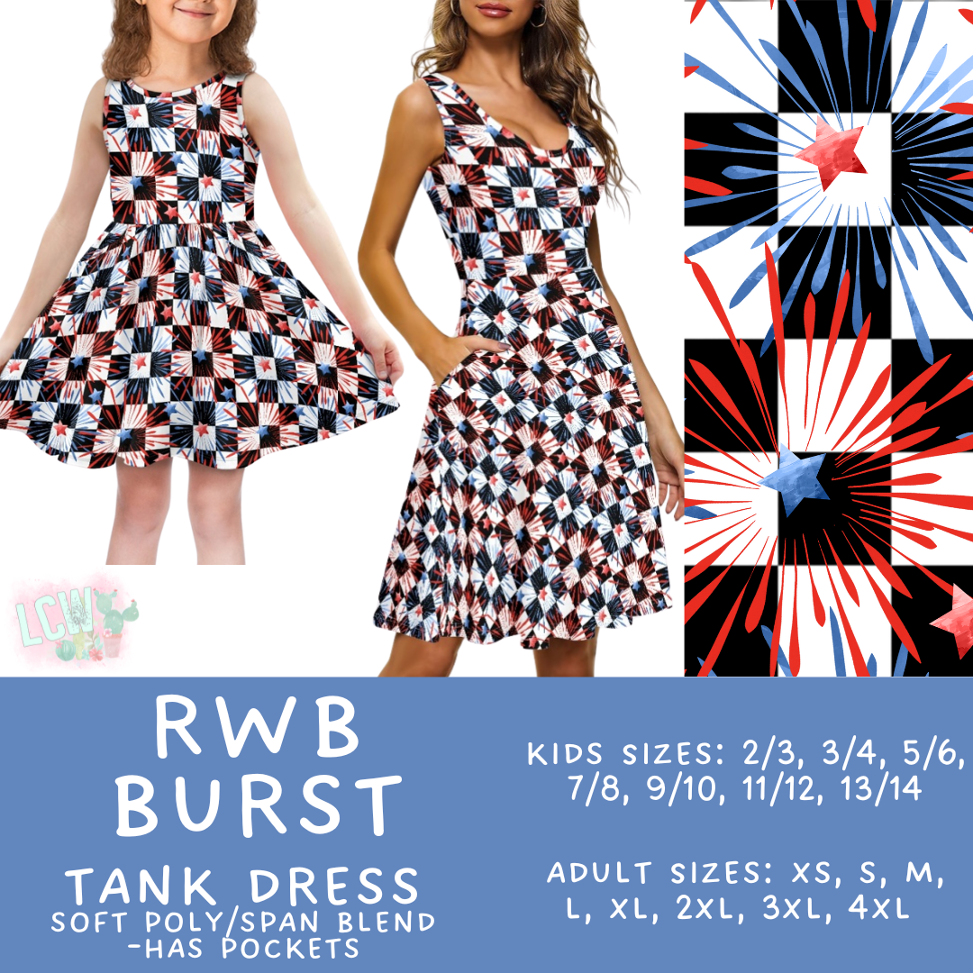 Batch #335 - RWB Tank Dresses - Closes 5/8 - ETA mid June - RWB Burst Women's & Girl's Tank Dress