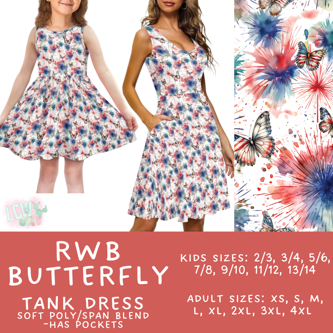 Batch #335 - RWB Tank Dresses - Closes 5/8 - ETA mid June - RWB Butterfly Women's & Girl's Tank Dress