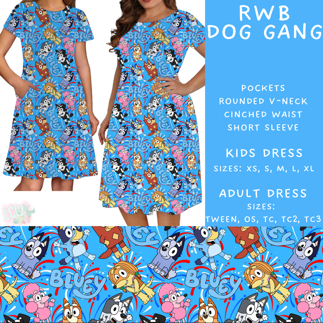 Batch #336 - RWB Characters - Closes 5/7 - ETA mid June - RWB Dog Gang Adult & Kids Dress