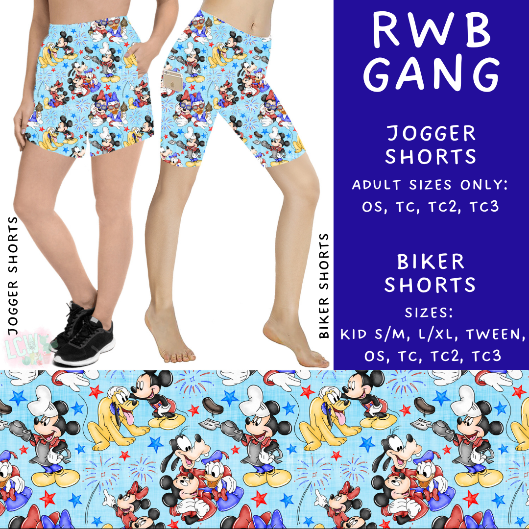 Batch #338 - Magical 4th of July - Closes 5/7 - ETA mid June - RWB Gang Biker & Jogger Shorts