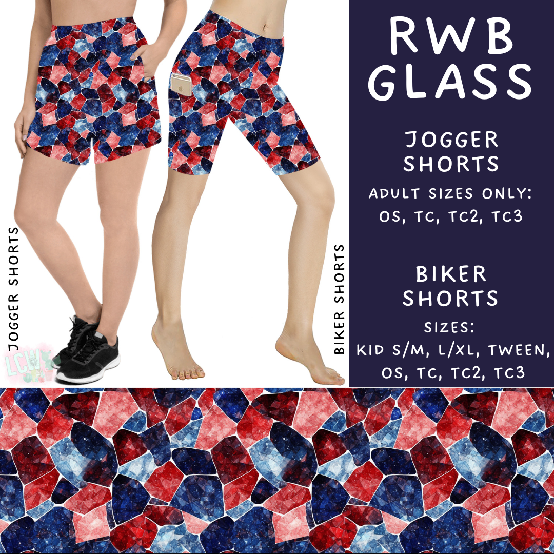 Batch #337 - USA Faves - Closes 5/7 - ETA mid June - RWB Glass Biker & Jogger Shorts